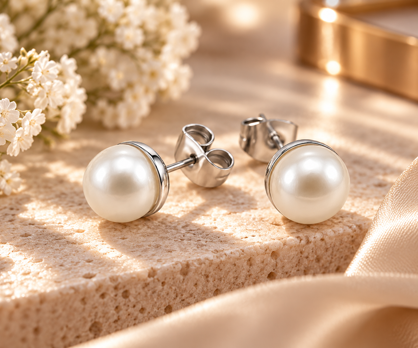 Ohrstecker Pearl weiß
